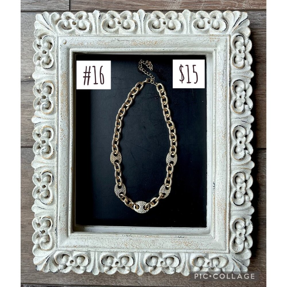 Goldtone and Clear Crystal Necklace